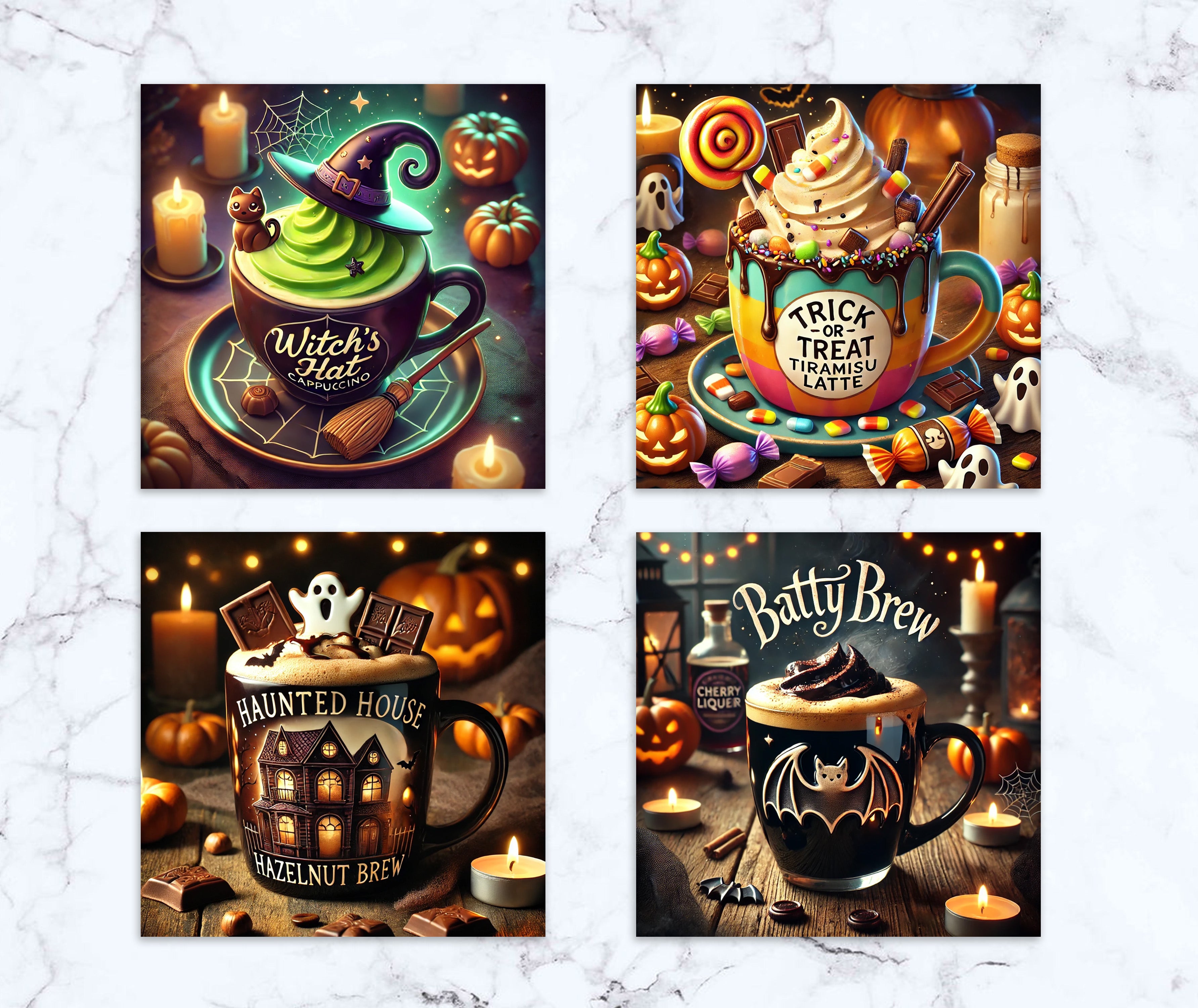 Halloween drinks 4 Coaster Set