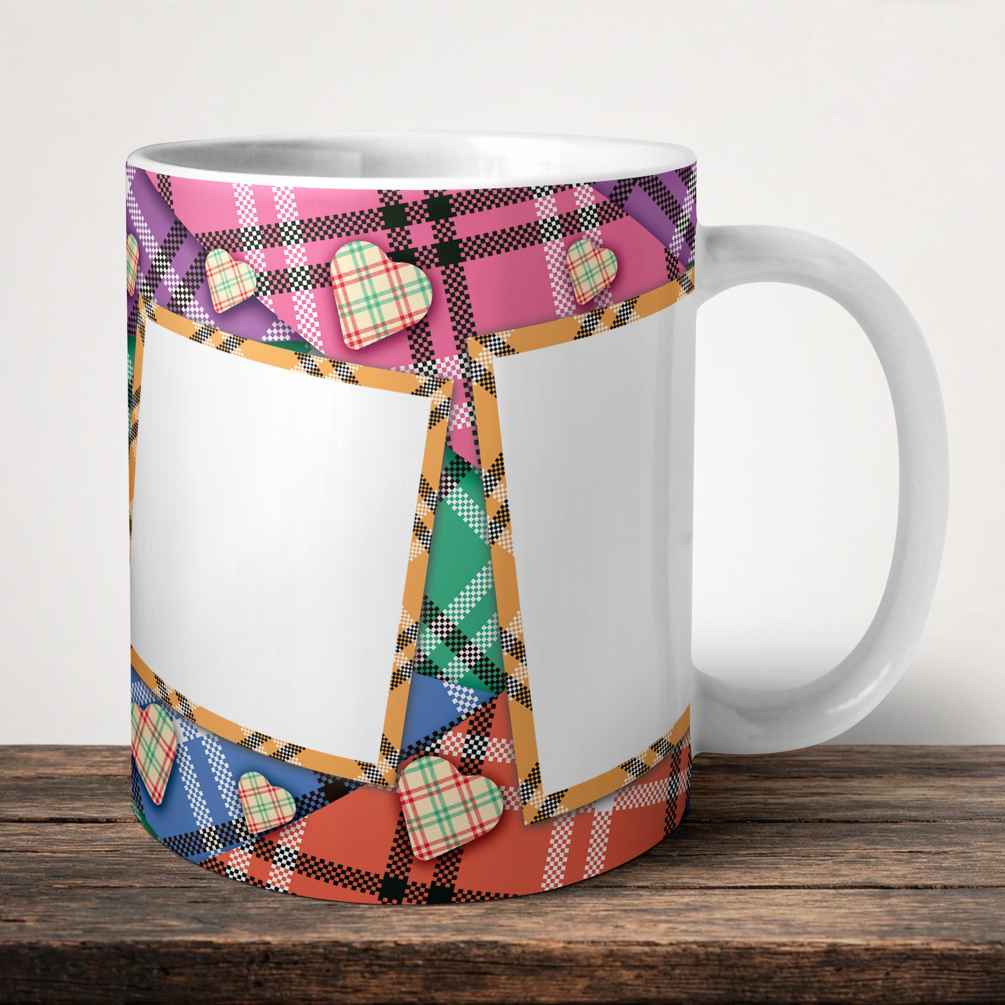 Tarten Style Photo Personalised Mug front view - white ceramic printed mug by Perrys Prints