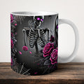 Skeleton Roses Mug front view - white ceramic printed mug by Perrys Prints