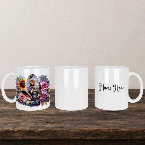 Book Whore Mug back view - white ceramic printed mug by Perrys Prints