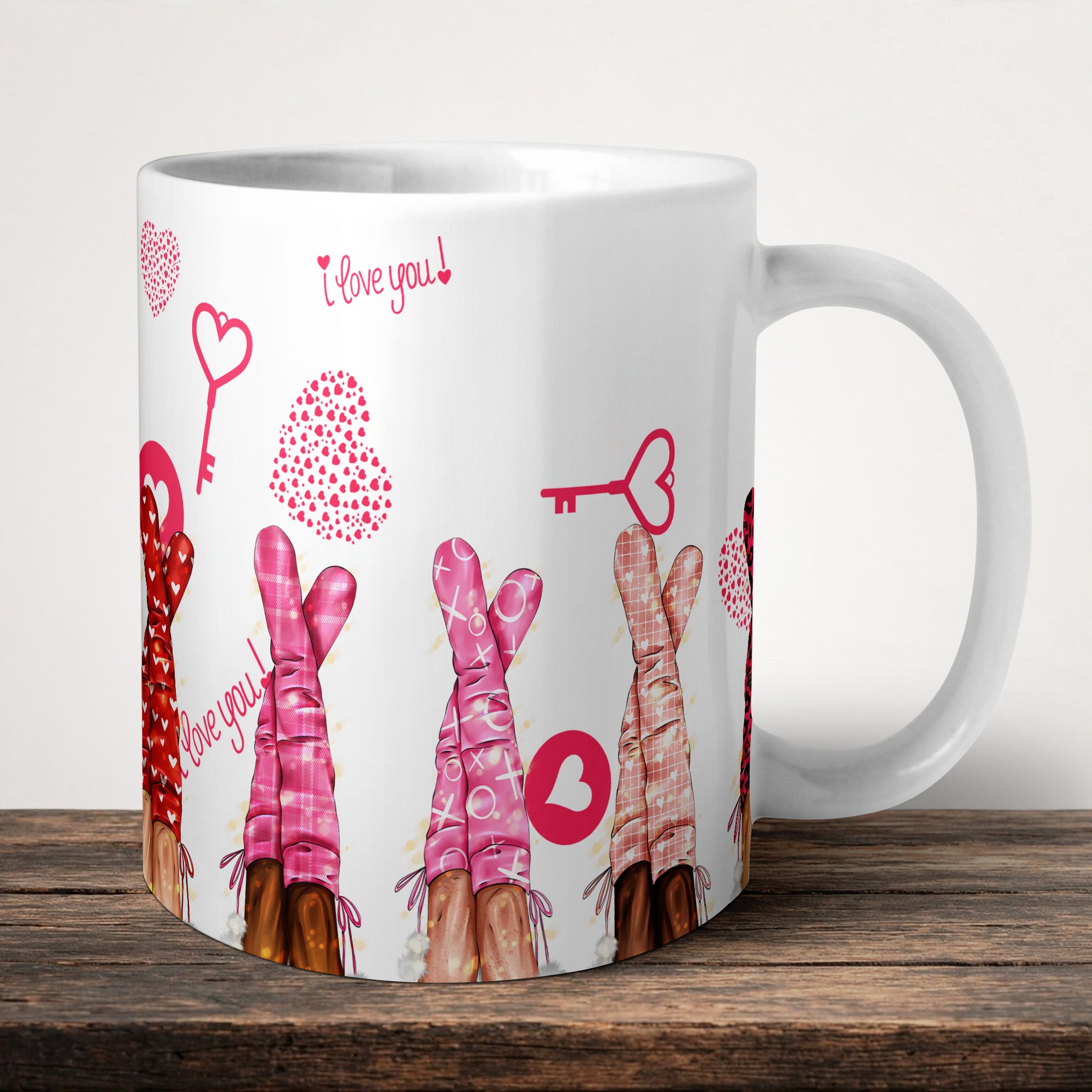 Legs I Love You Mug front view - white ceramic printed mug by Perrys Prints