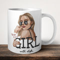 Girl With Style Mug front view - white ceramic printed mug by Perrys Prints