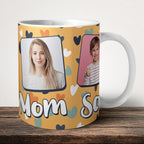 Mom Son Dad Personalised Photo Mug front view - white ceramic printed mug by Perrys Prints