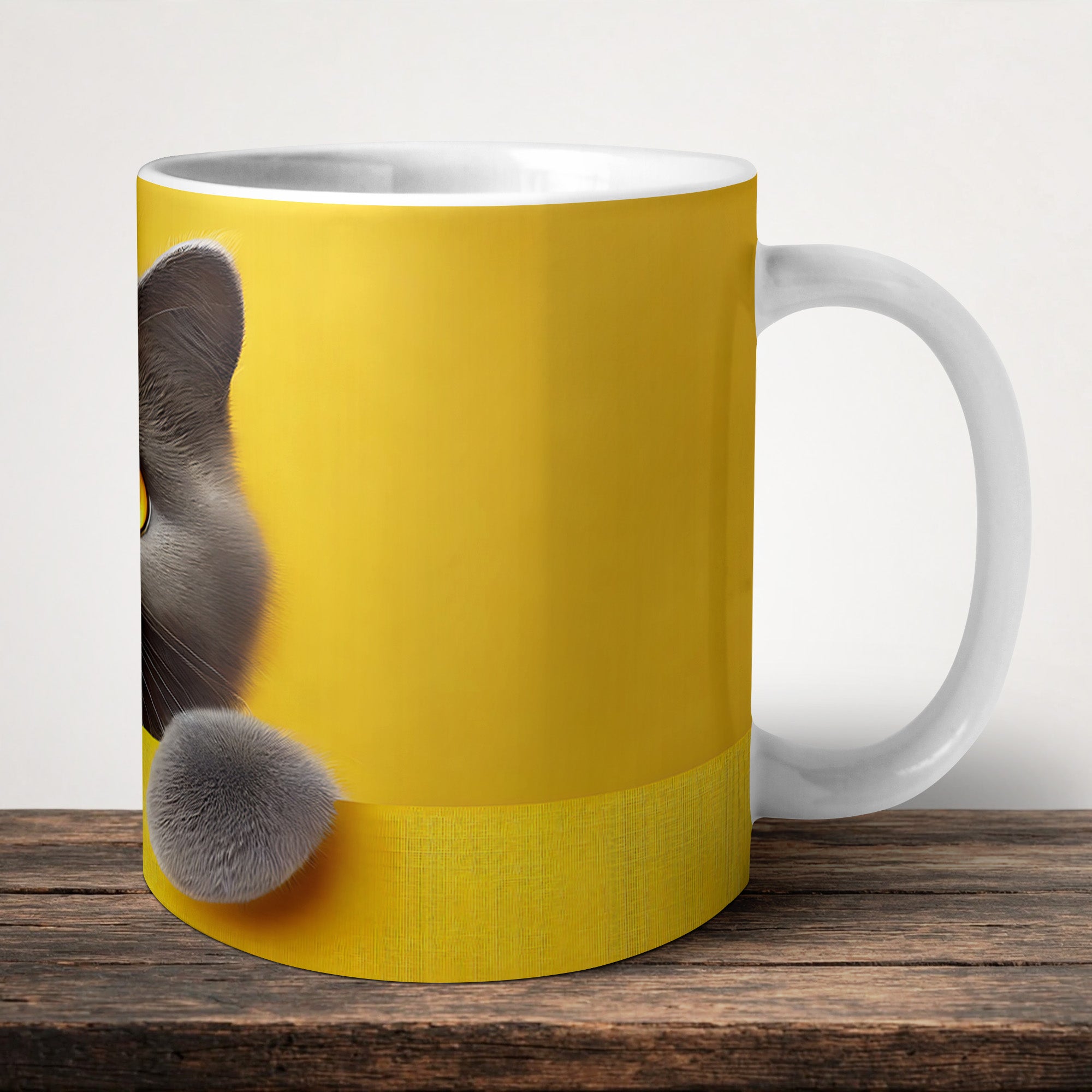 Cute Cat Mug front view - white ceramic printed mug by Perrys Prints