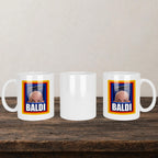 Baldi Mug back view - white ceramic printed mug by Perrys Prints
