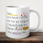 Nan You Have Loved Me Mug front view - white ceramic printed mug by Perrys Prints