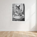 Mouse Black And White On Toilet Print