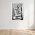 Chicken Black And White On Toilet Print Wall Art Print front view - printed product by Perrys Prints