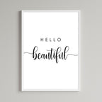 Hello Beautiful Wall Art Print back view - printed product by Perrys Prints