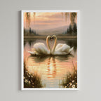 Romantic Swans Wall Art Print back view - printed product by Perrys Prints