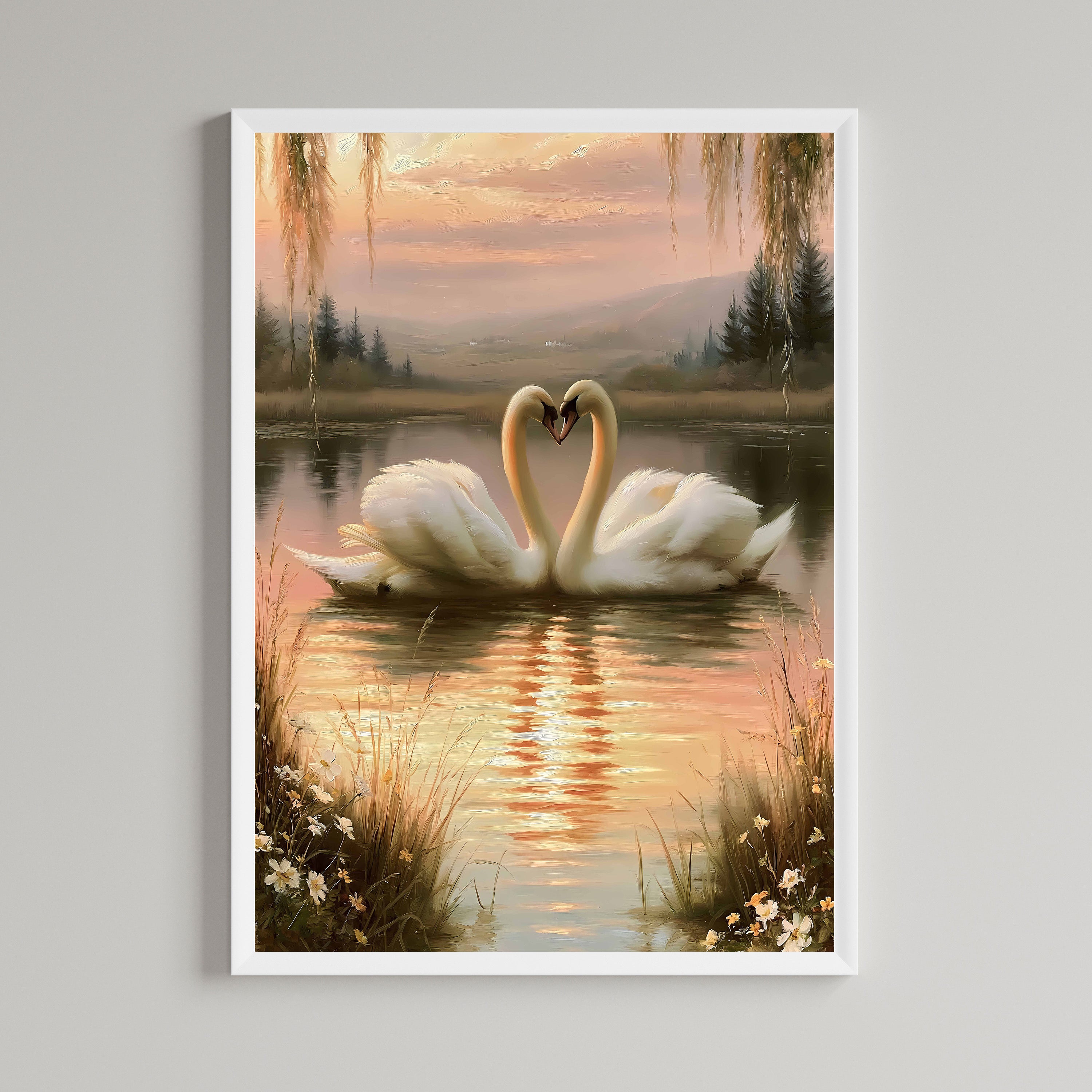 Romantic Swans Wall Art Print