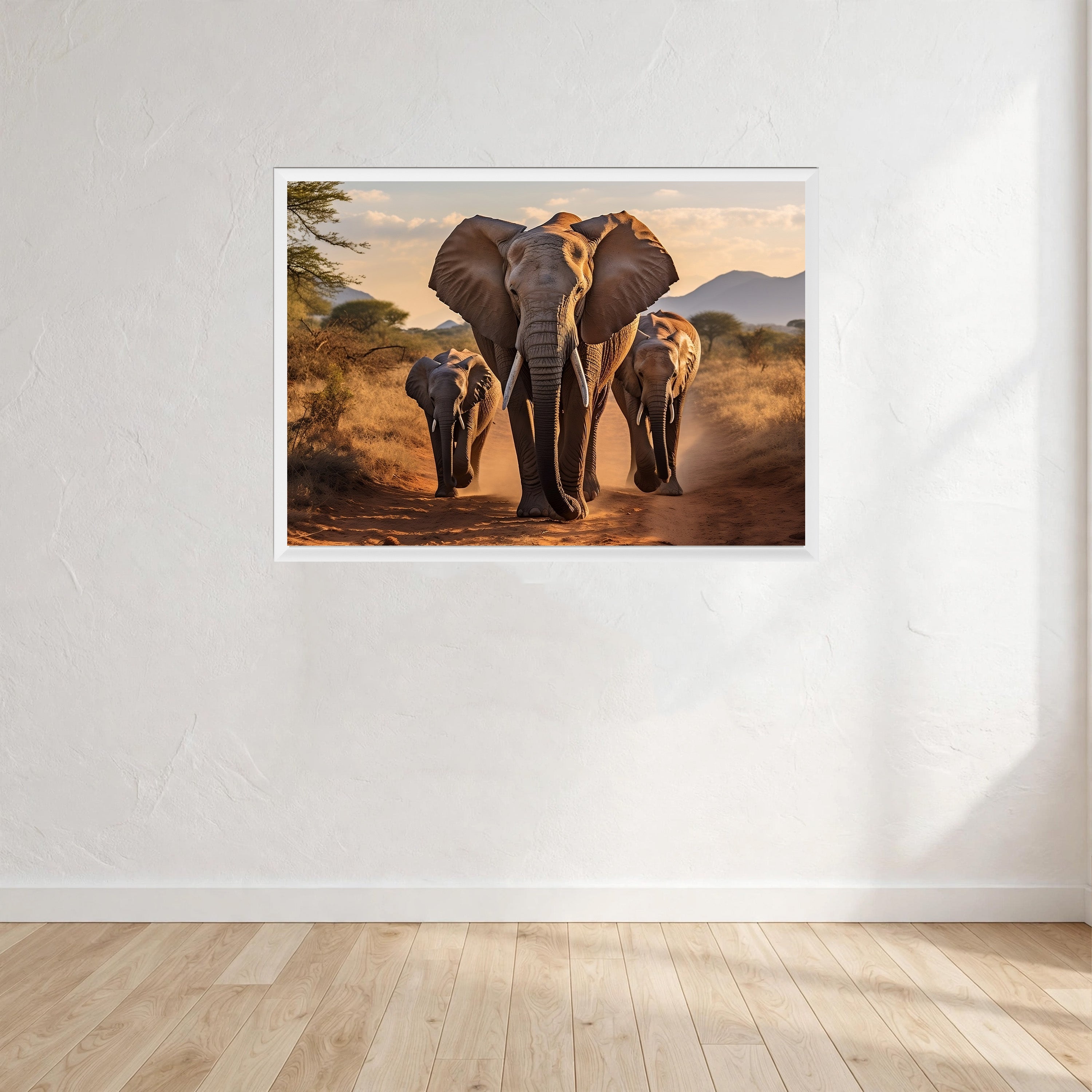 Elephants Wall Art Print front view - printed product by Perrys Prints