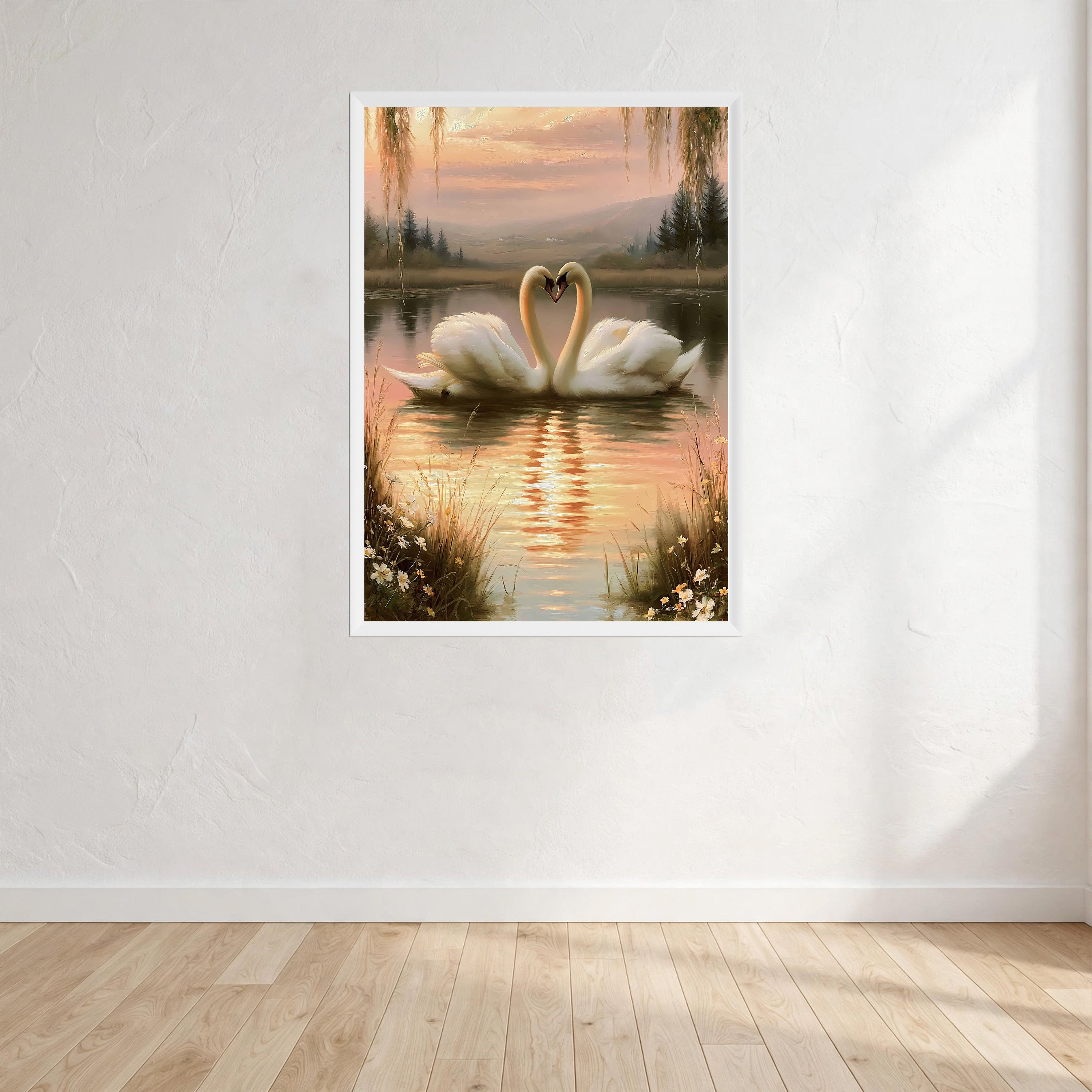 Romantic Swans Wall Art Print