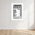 Nutrition Grandma Facts Wall Art Print front view - printed product by Perrys Prints