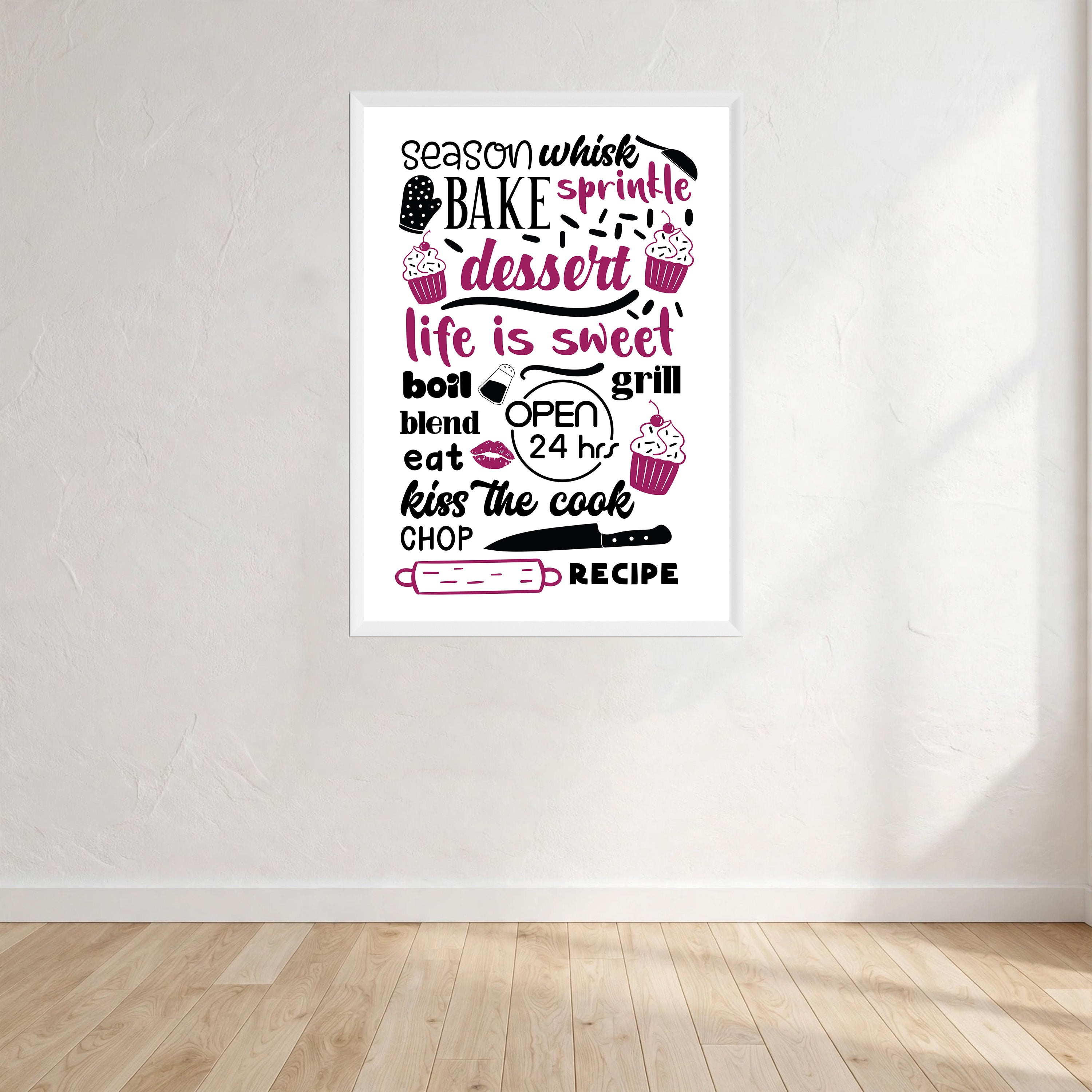 Life Is Sweet Dessert Print Wall Art Print front view - printed product by Perrys Prints