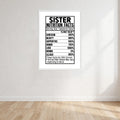Nutrition Sister Facts Wall Art Print front view - printed product by Perrys Prints