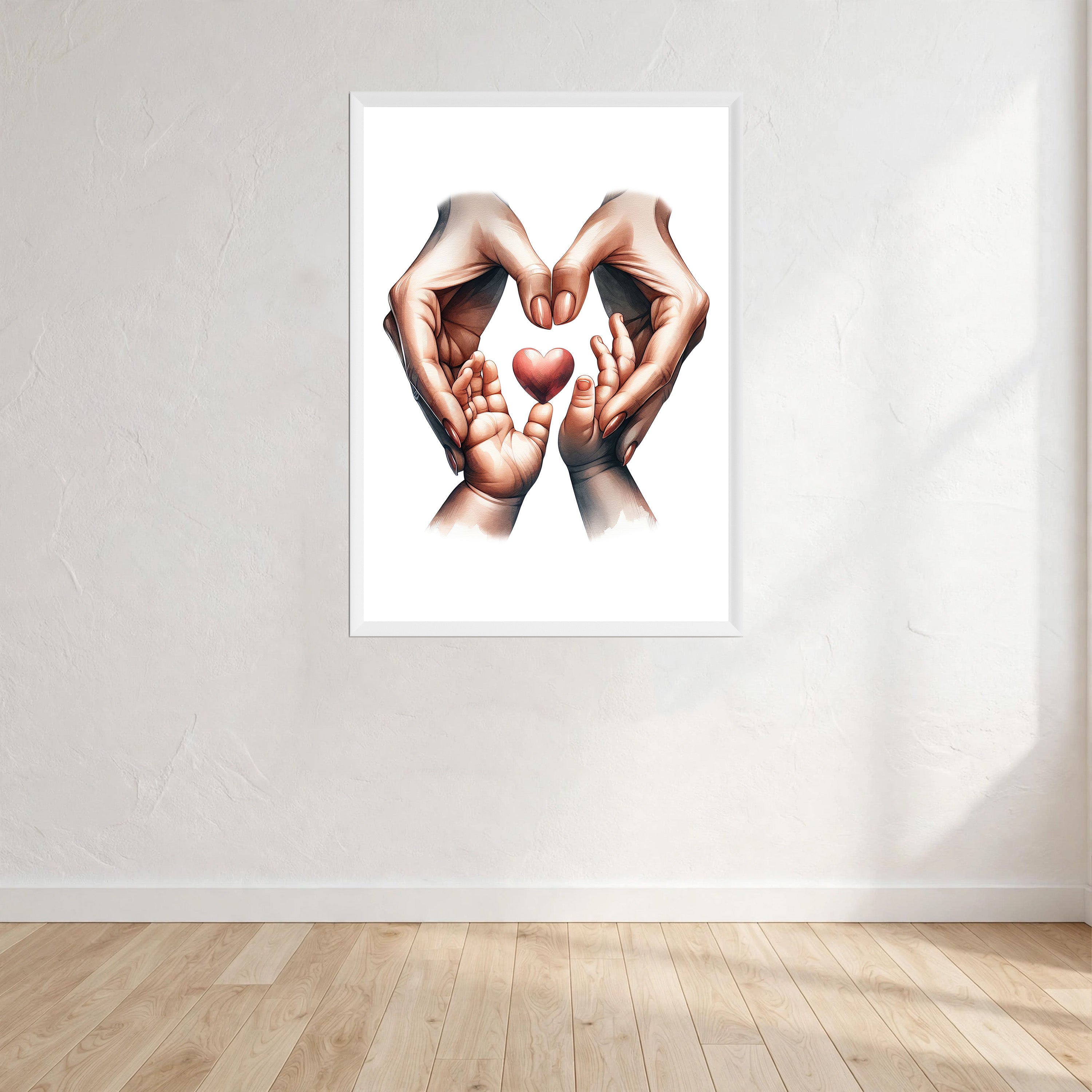 Mother And Baby Heart Print Wall Art Print front view - printed product by Perrys Prints