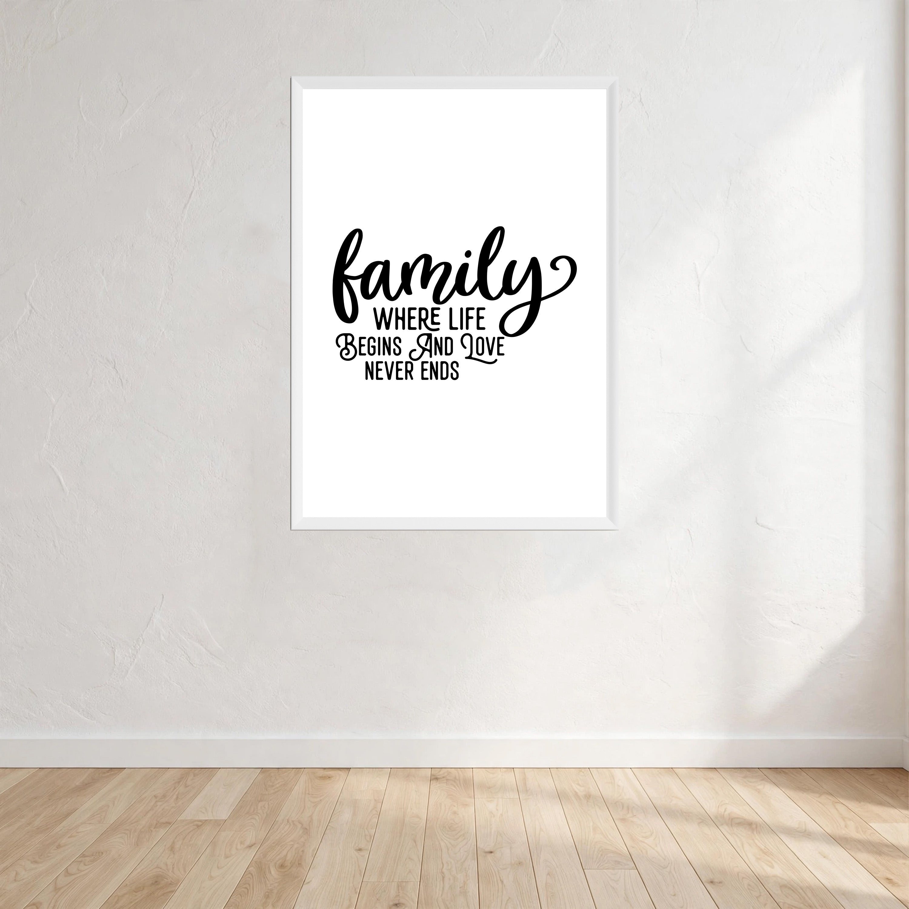 Family Where Life Begins And Love Never Ends Wall Art Print front view - printed product by Perrys Prints