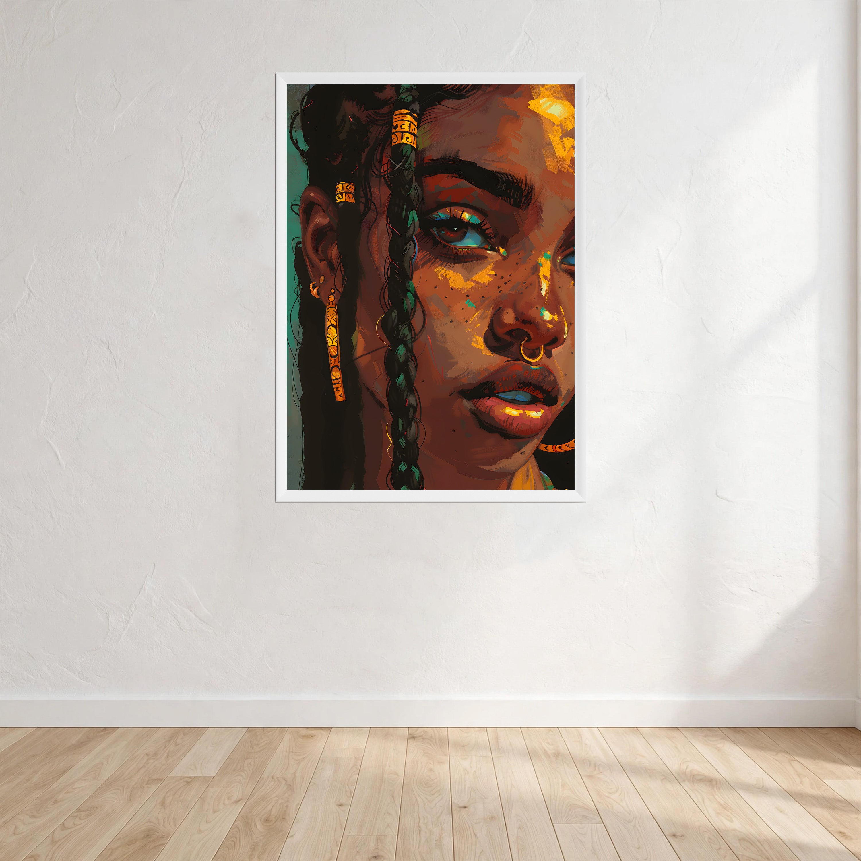 African Woman Wall Art Print front view - printed product by Perrys Prints