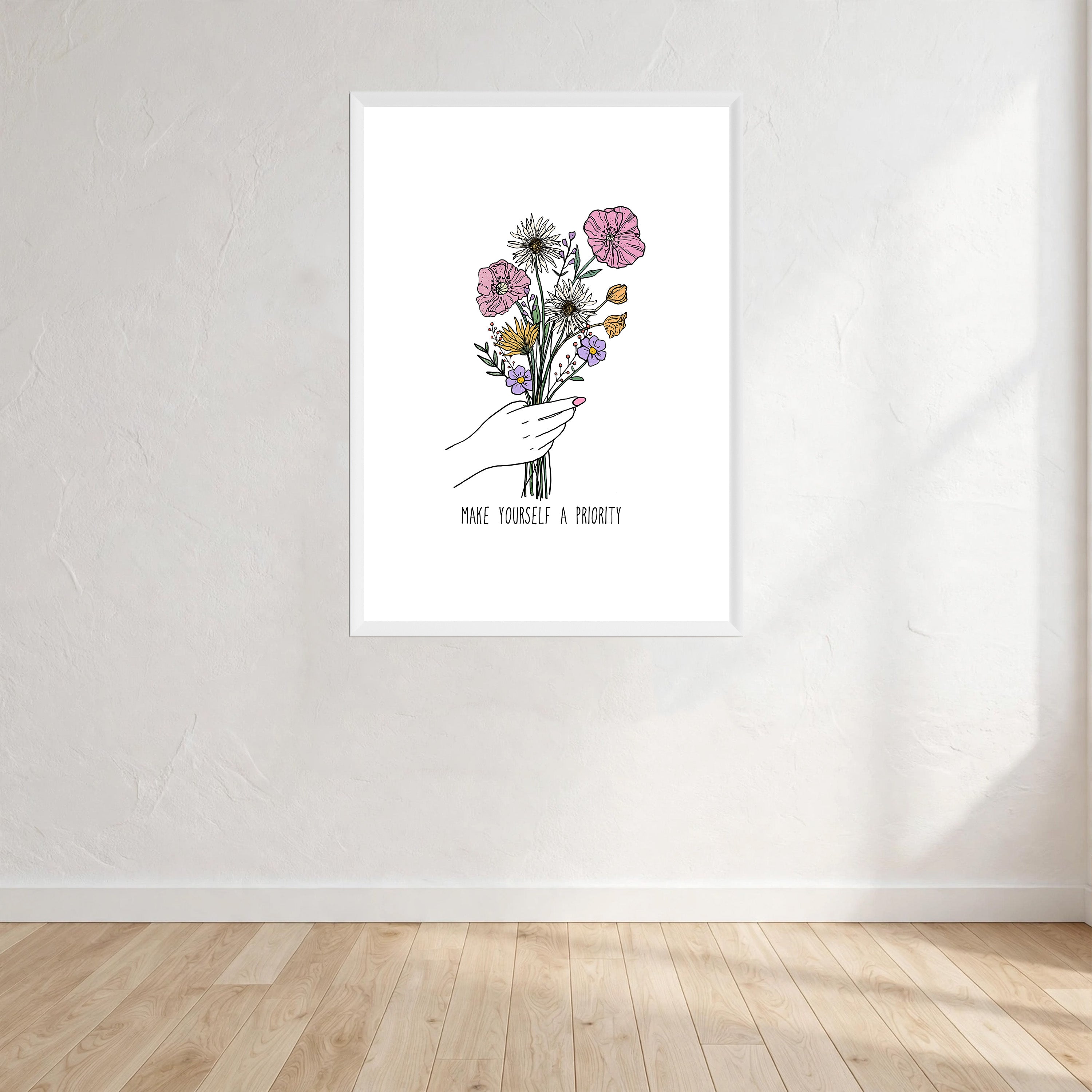 Make Yourself A Priority Wall Art Print front view - printed product by Perrys Prints