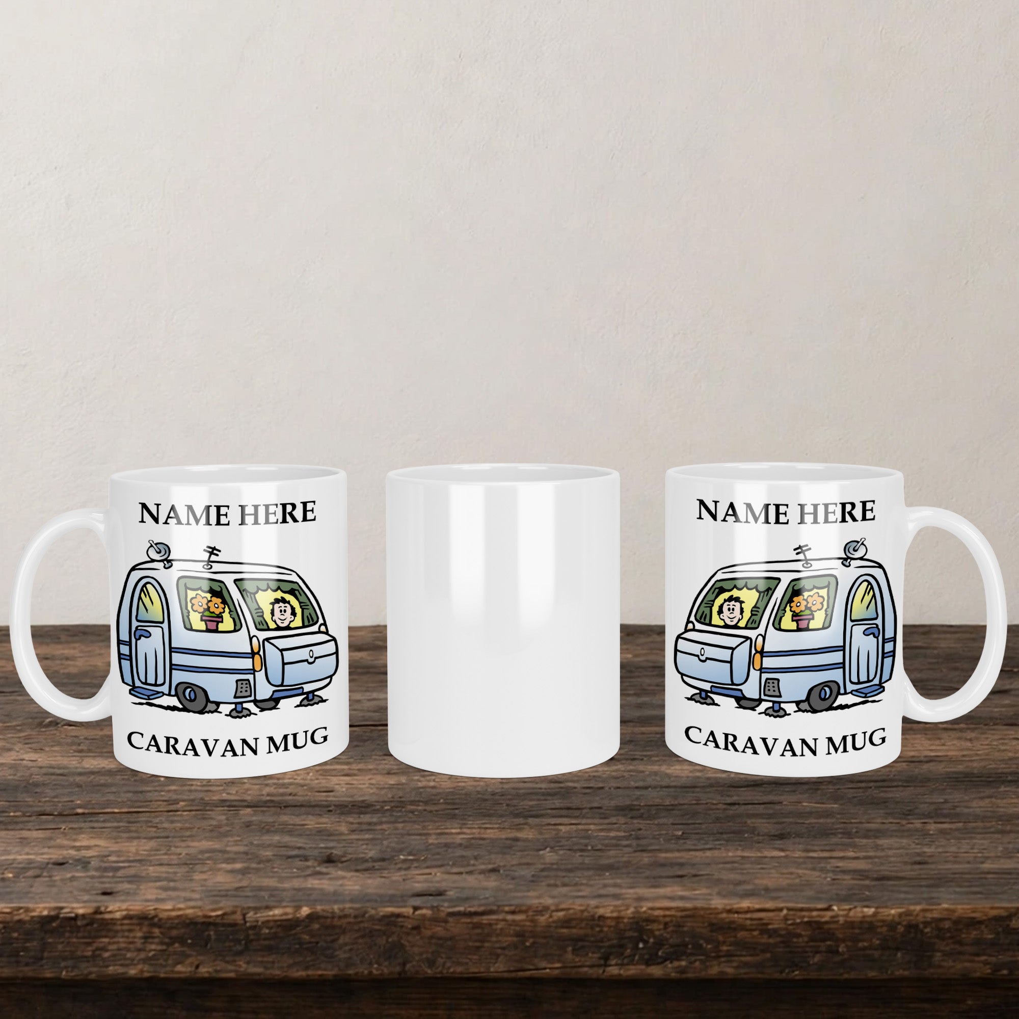 Caravan Mug back view - white ceramic printed mug by Perrys Prints