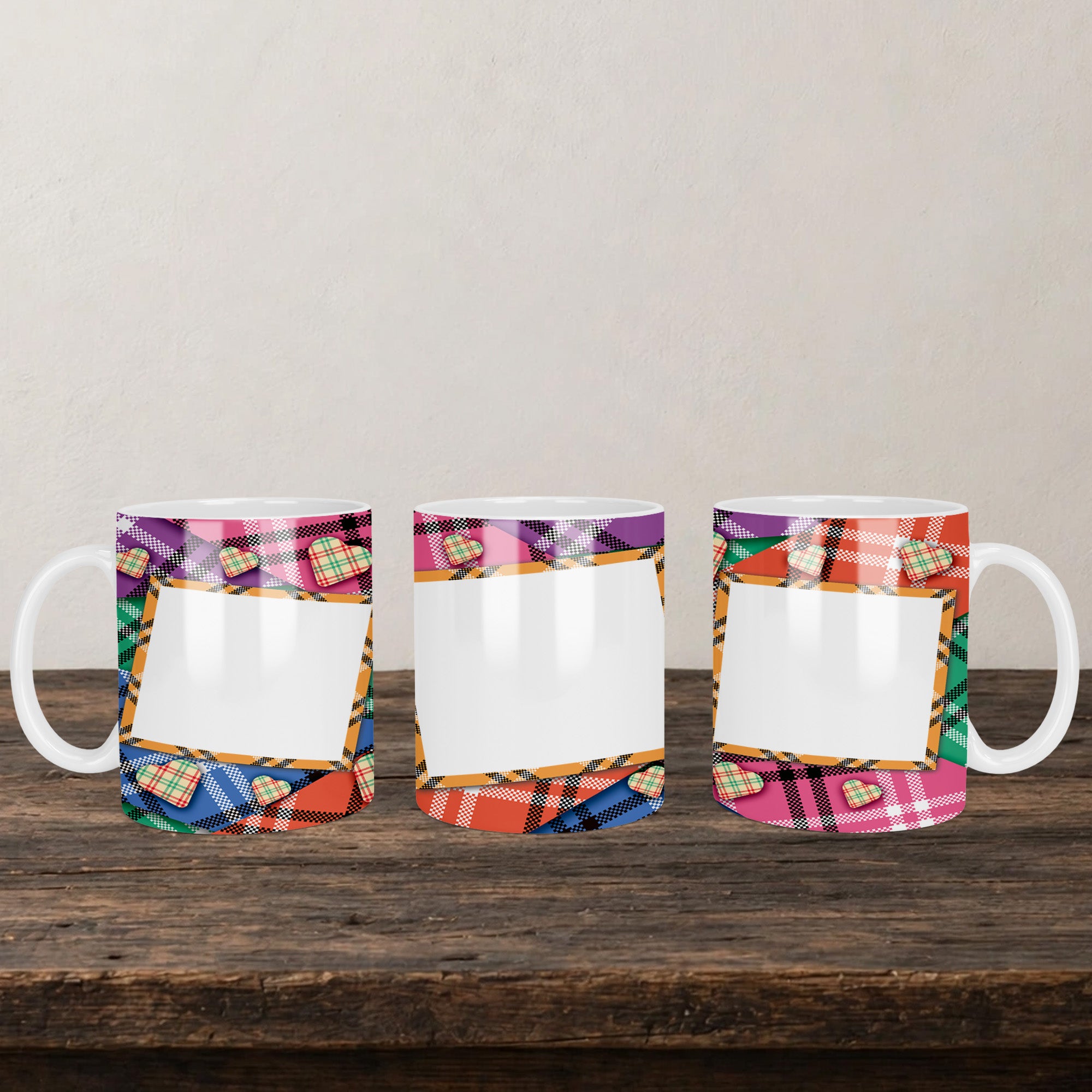 Tarten Style Photo Personalised Mug back view - white ceramic printed mug by Perrys Prints