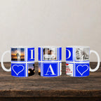 Dad Personalised 5 Picture Mug back view - white ceramic printed mug by Perrys Prints