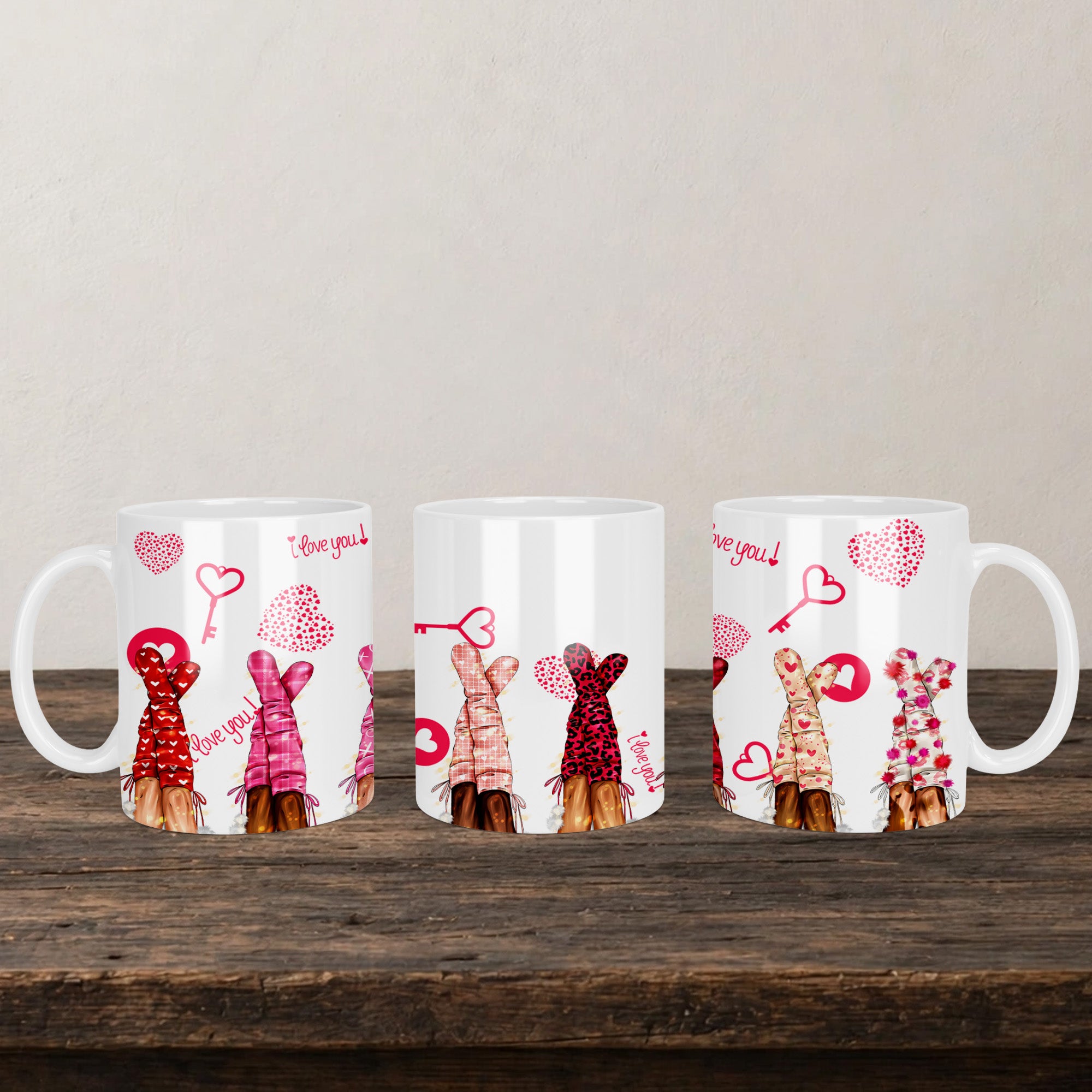Legs I Love You Mug back view - white ceramic printed mug by Perrys Prints