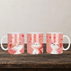 Cute Cat And Hearts Mug back view - white ceramic printed mug by Perrys Prints