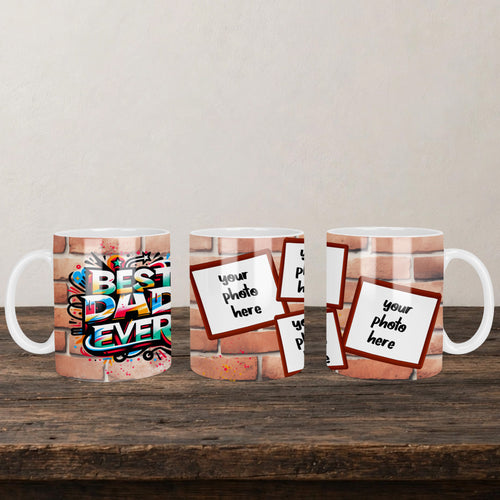 Best Dad Ever Add Your Photo Personalised Mug back view - white ceramic printed mug by Perrys Prints