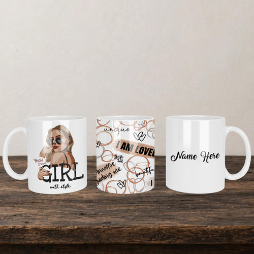 Affirmations Mug back view - white ceramic printed mug by Perrys Prints