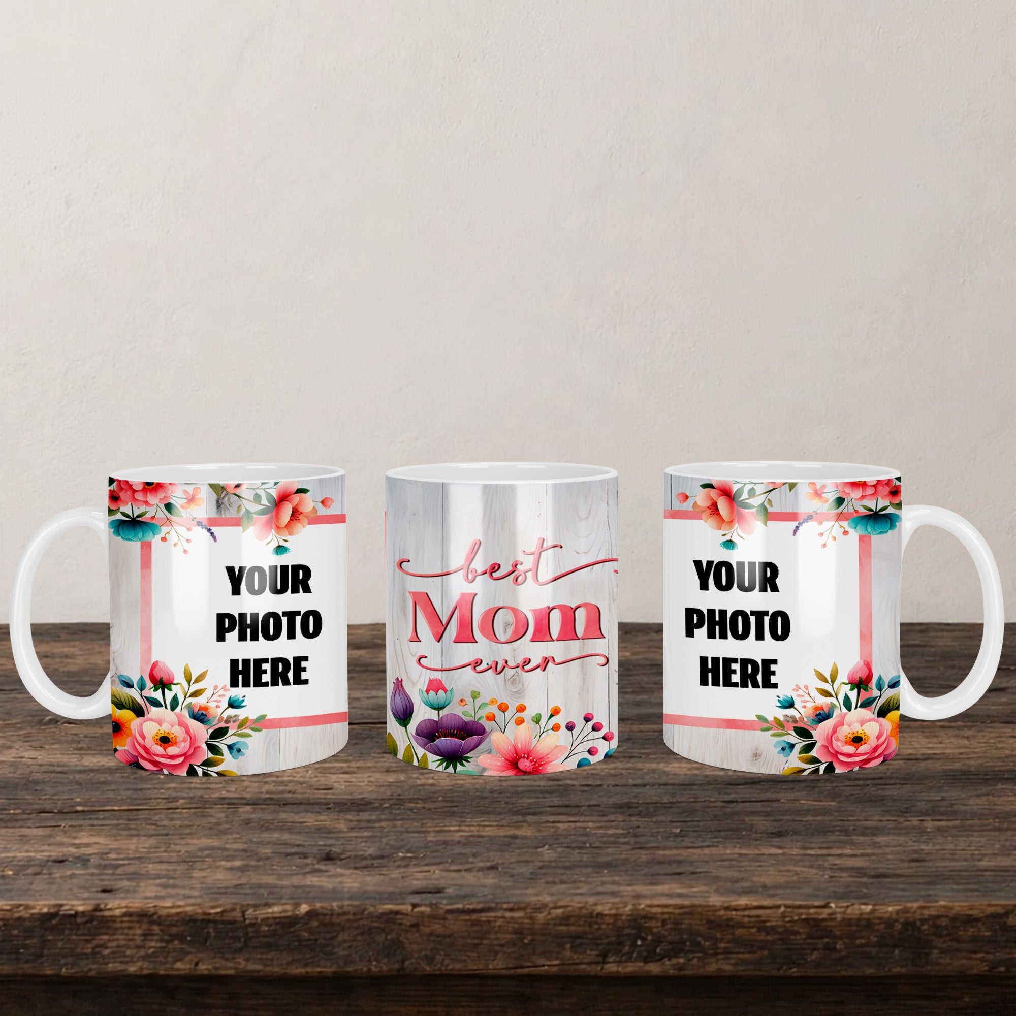 Best Mom Ever Photo Mug back view - white ceramic printed mug by Perrys Prints