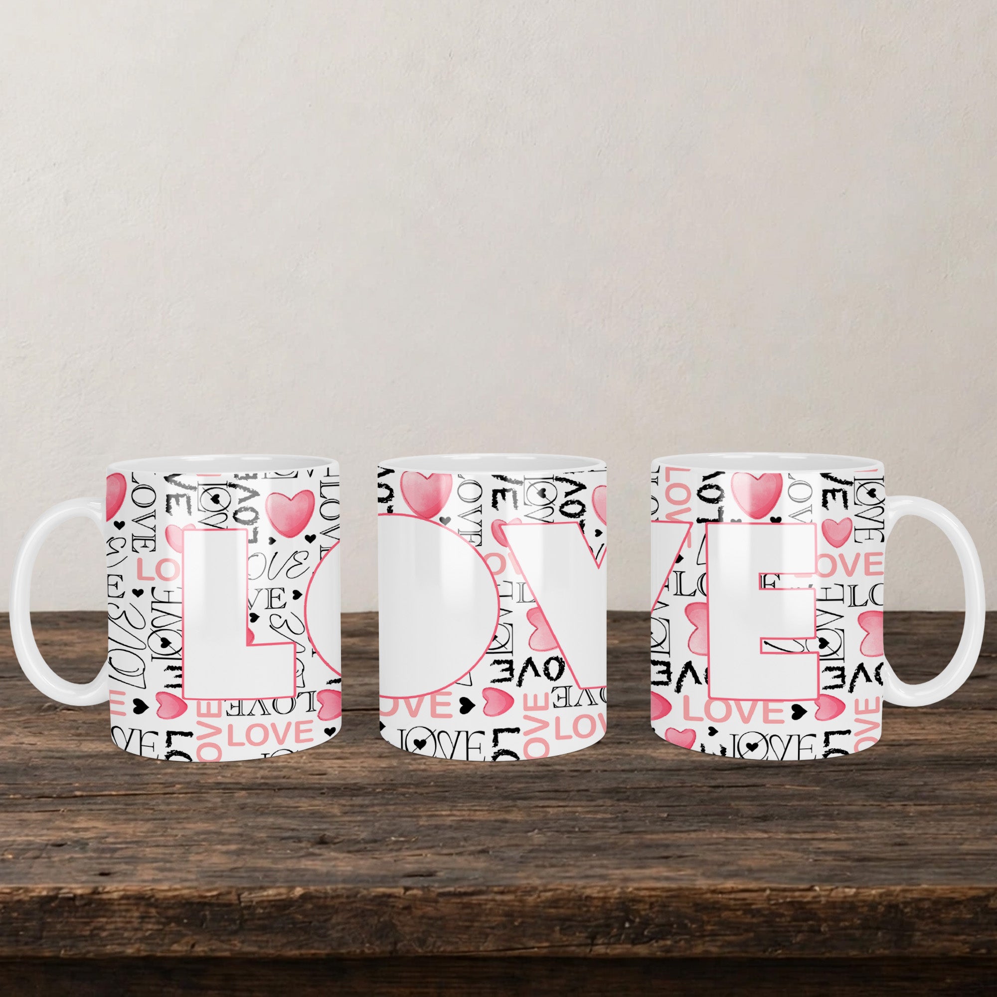 Love Word Photo Personalised Mug back view - white ceramic printed mug by Perrys Prints