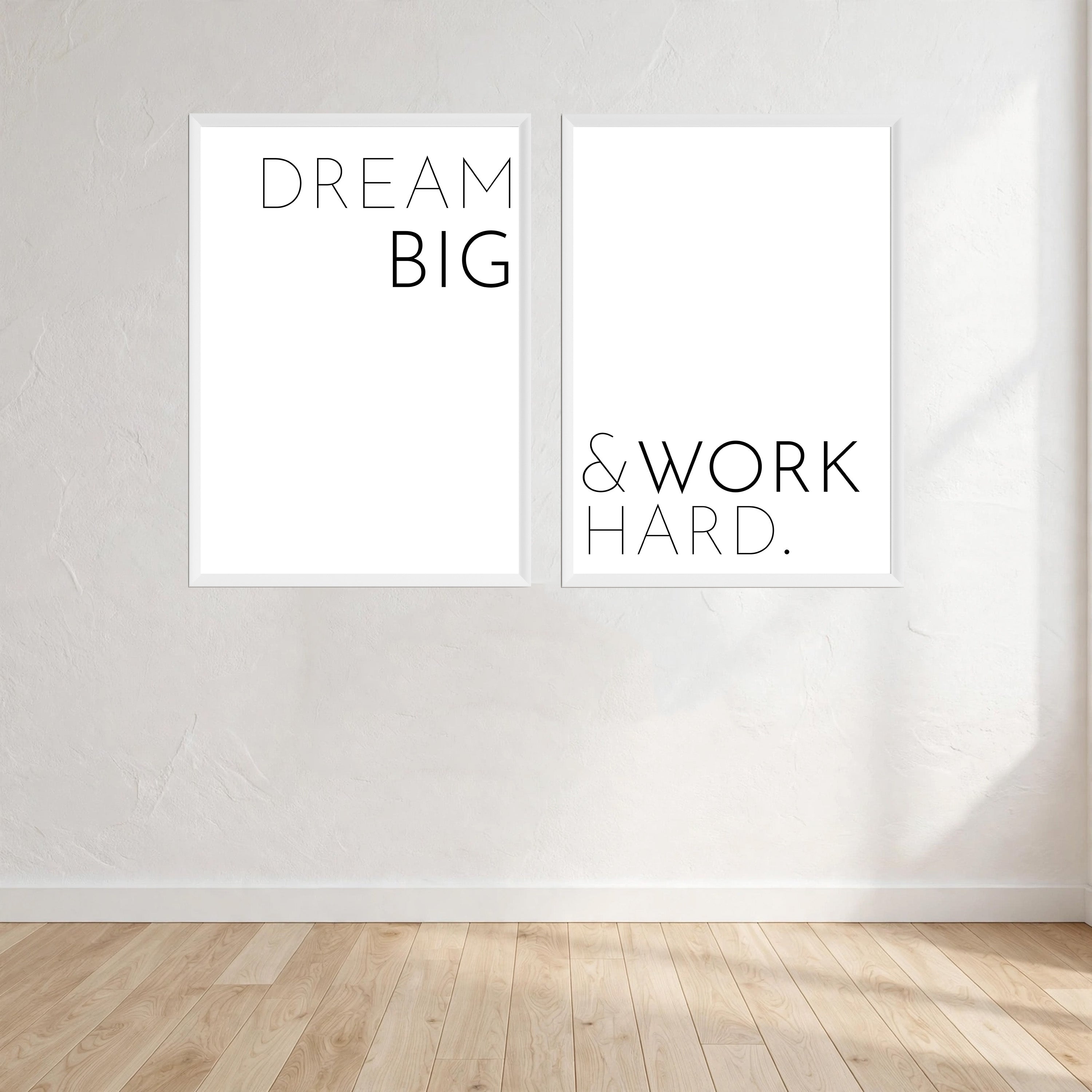 Dream Big & Work Hard Two Piece Picture Wall Art Print