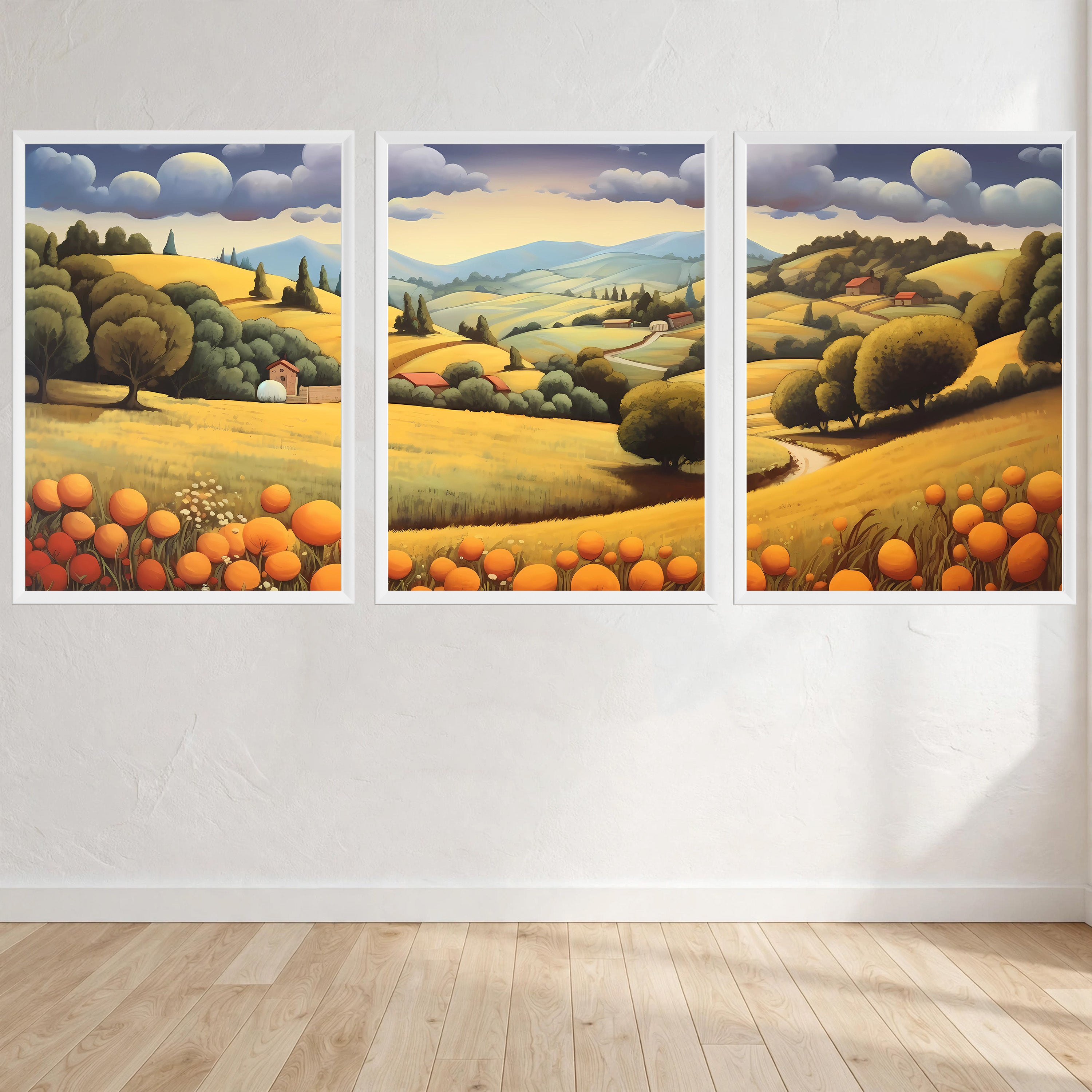 Landscape panoramic Three Piece Picture Wall Art Print front view - printed product by Perrys Prints