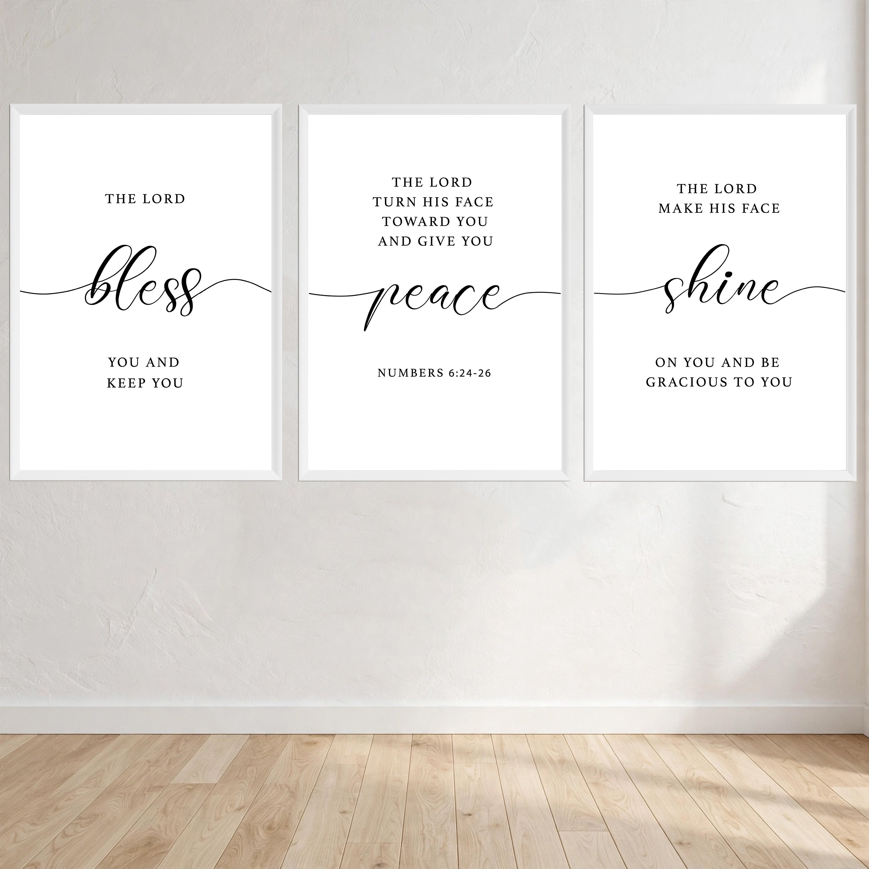 Bless Peace Shine Three Piece Picture Wall Art Print front view - printed product by Perrys Prints