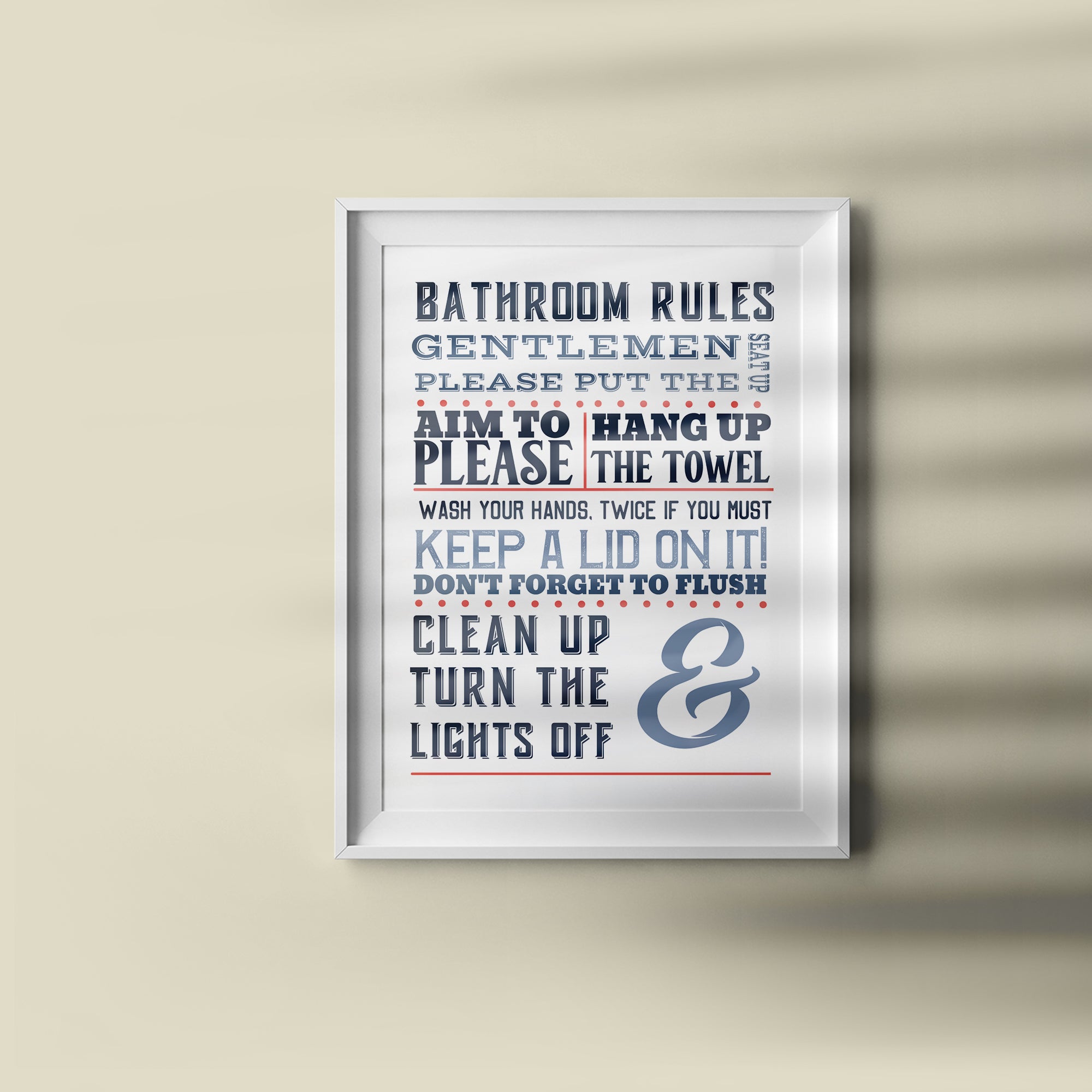 Bathroom Rules Wall Art Print