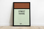 Monopoly Personalised Street Name Wall Art Print front view - printed product by Perrys Prints