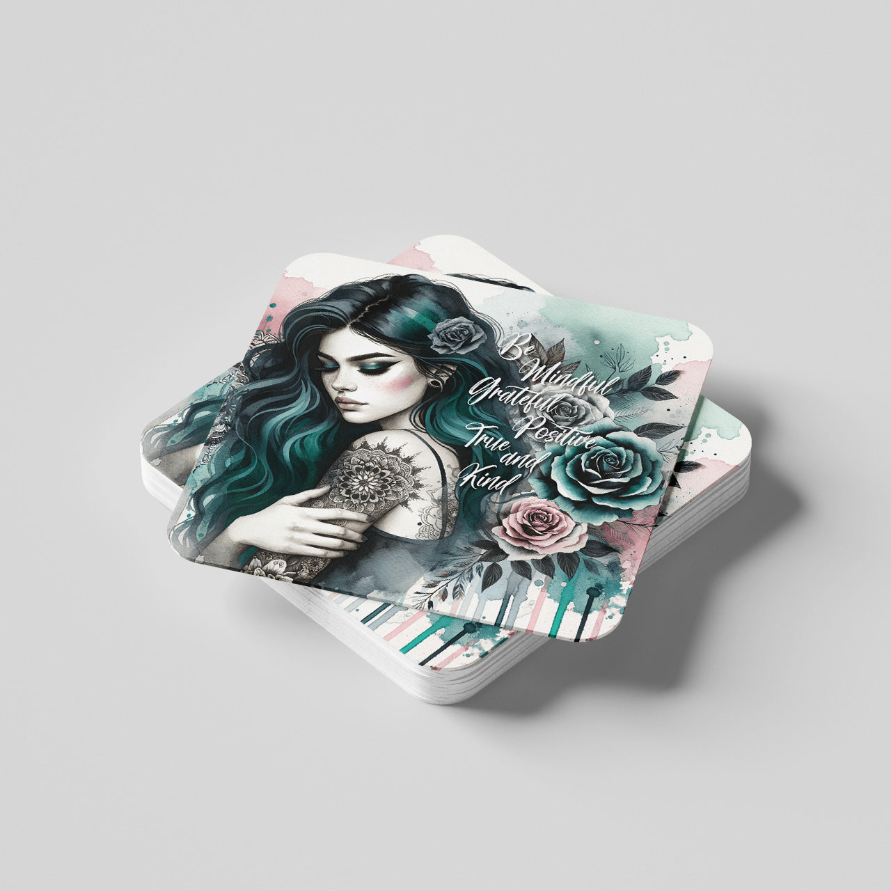 Be Mindful Grateful Positive True And Kind Coaster
