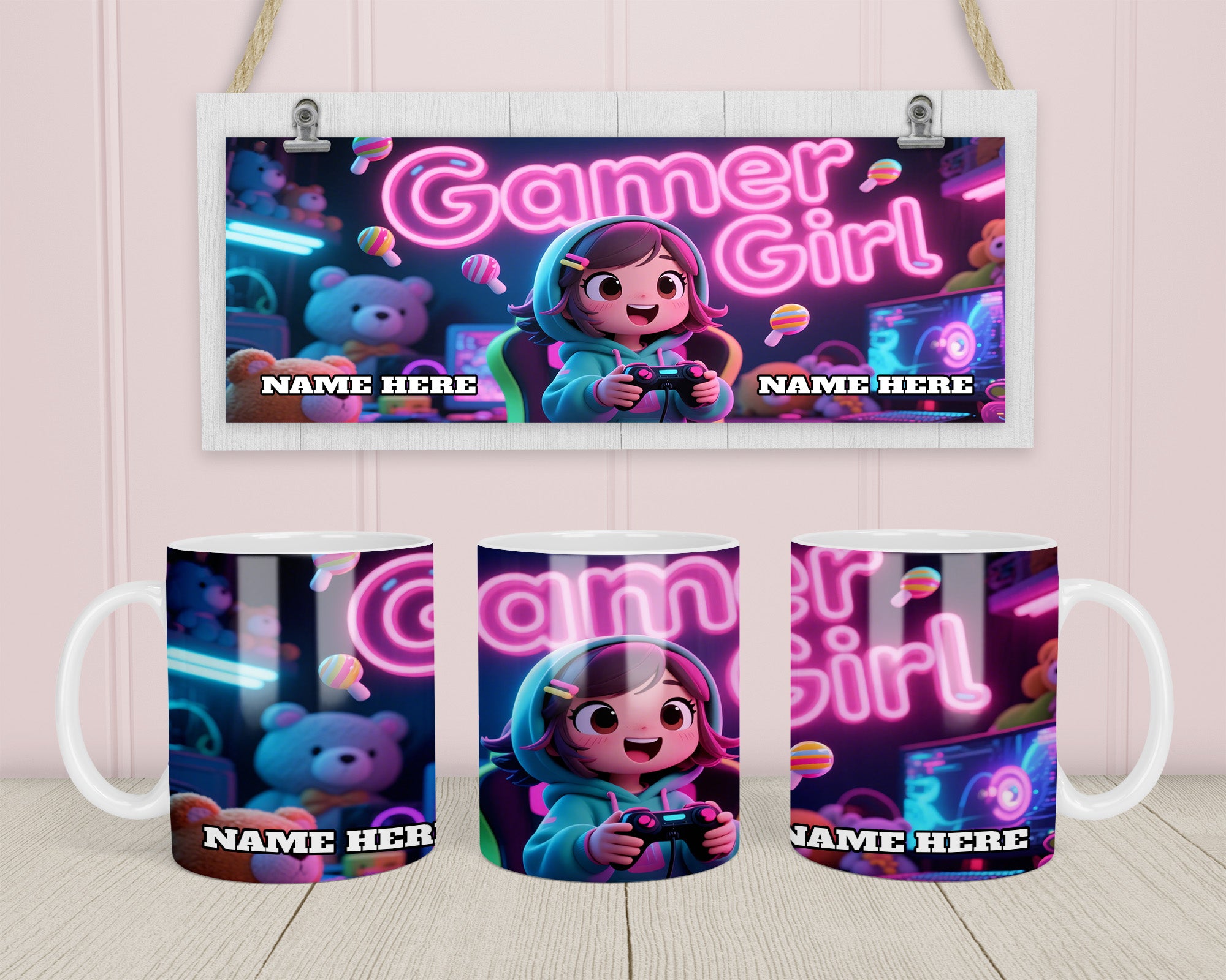 Gamer Girl Personalised Name Mug