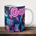 Gamer Girl Personalised Name Mug front view - white ceramic printed mug by Perrys Prints