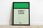 Monopoly Personalised Street Name Wall Art Print lifestyle view - printed product by Perrys Prints