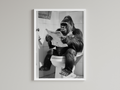 Gorilla Black And White On Toilet Print