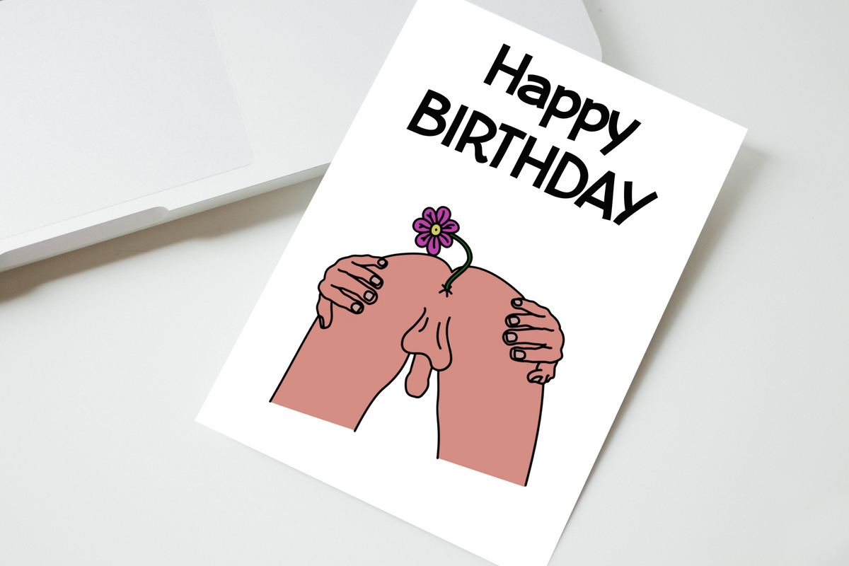 Happy Birthday Funny Bum Flower Personalised Card
