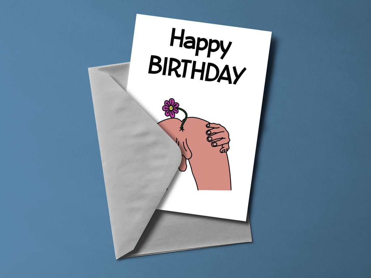 Happy Birthday Funny Bum Flower Personalised Card