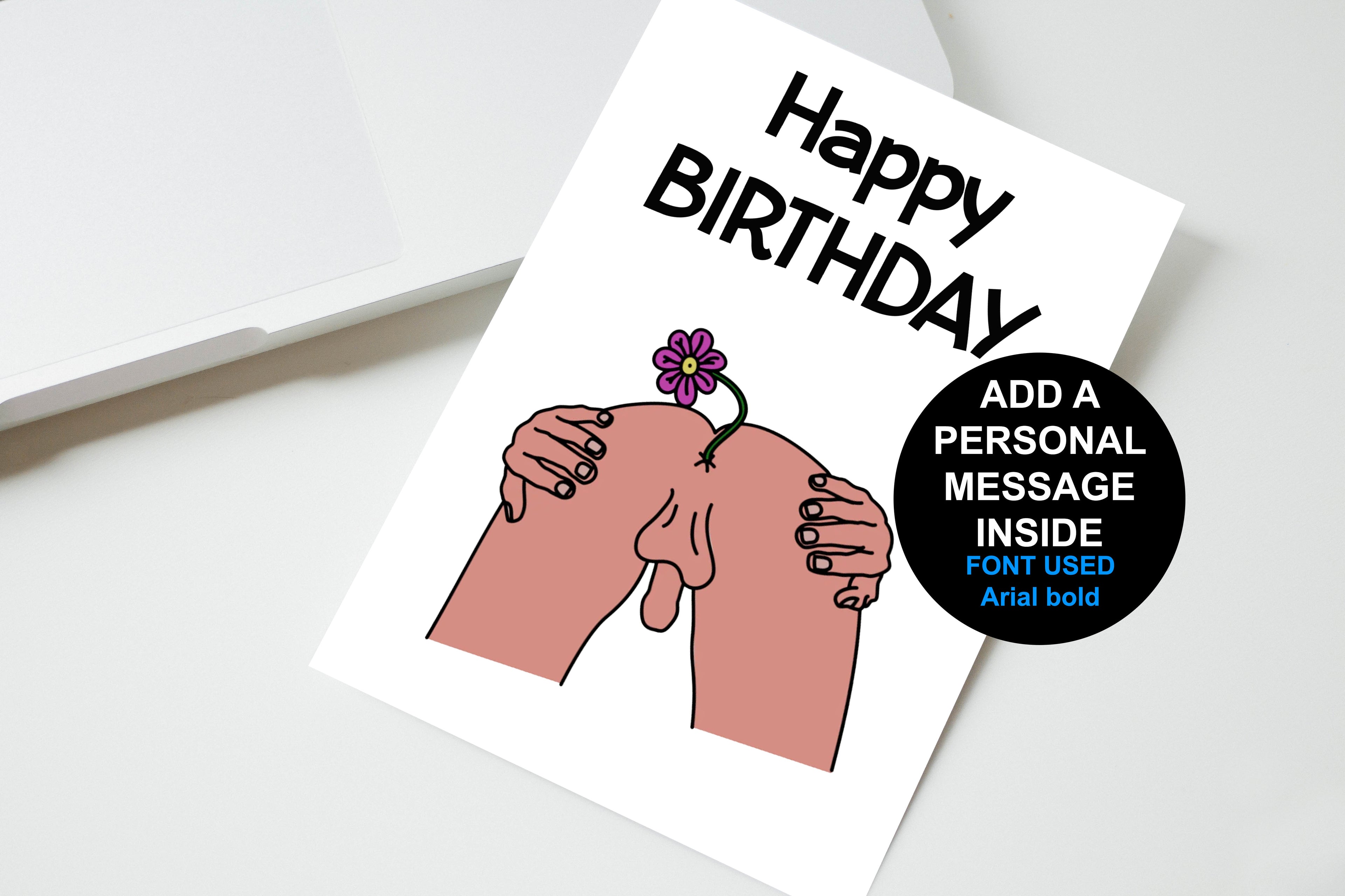 Happy Birthday Funny Bum Flower Personalised Card