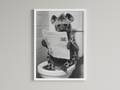 Hyena Black And White On Toilet Print
