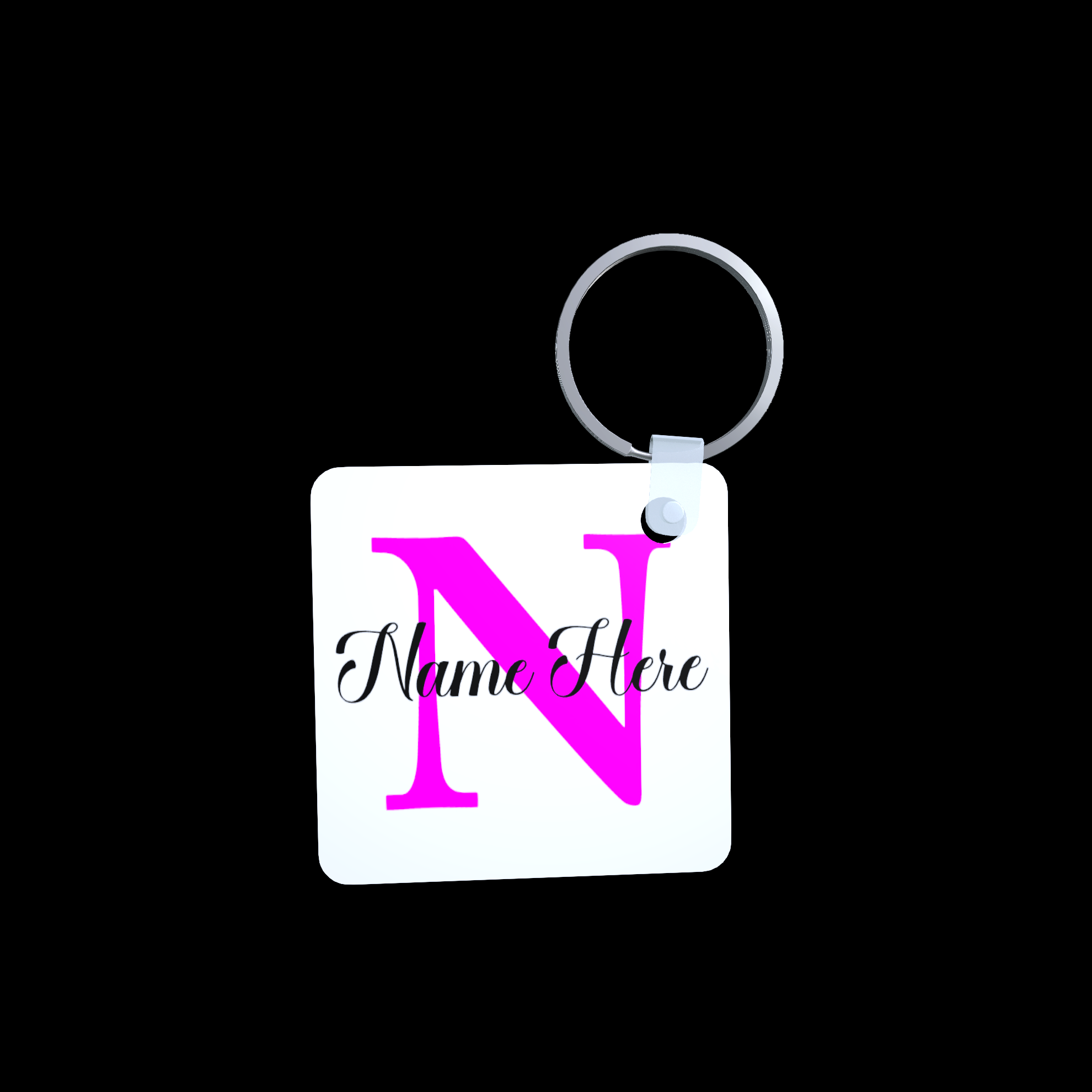 Initial Name Pink Keyring