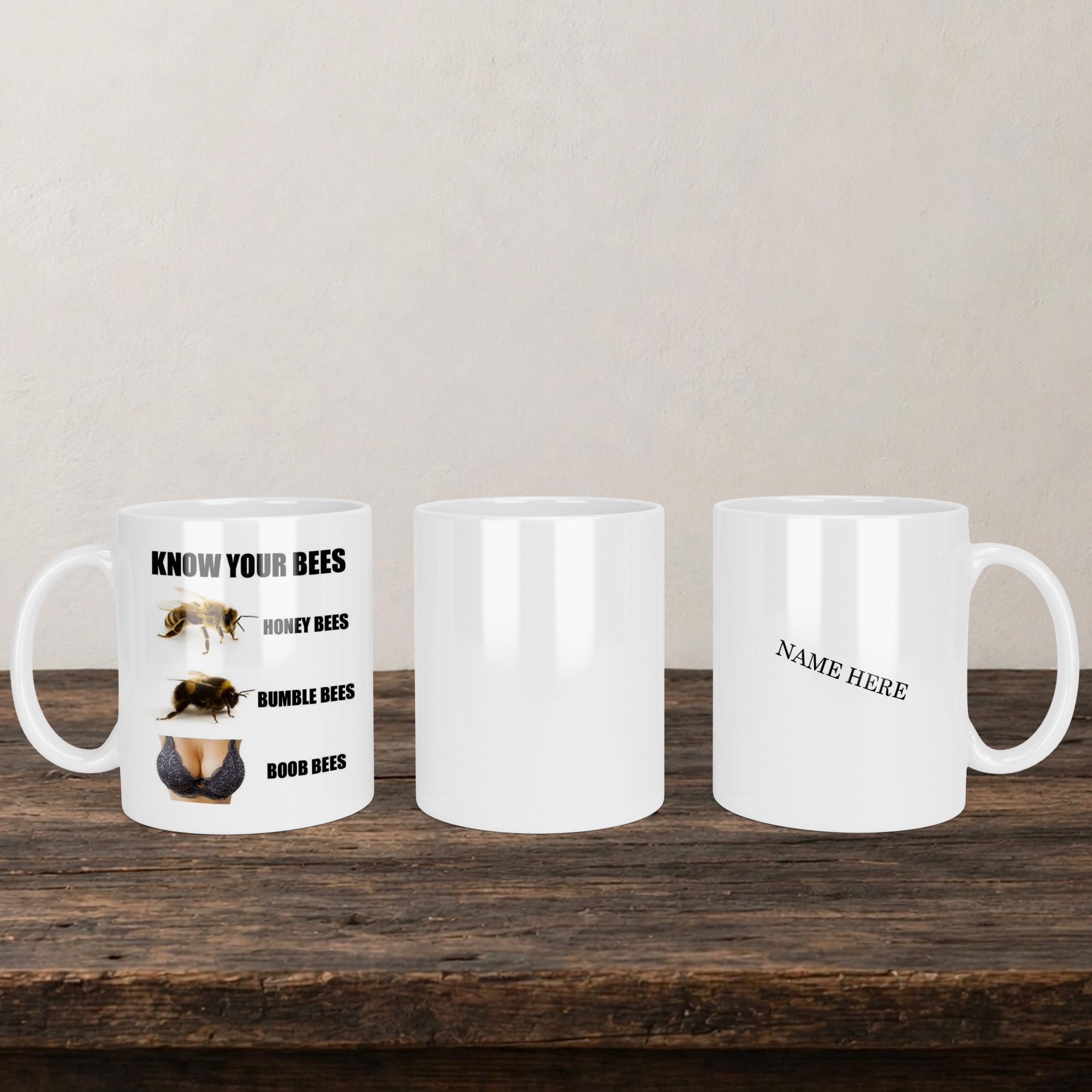 Know Your Bees Mug back view - white ceramic printed mug by Perrys Prints