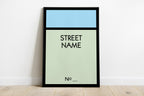 Monopoly Personalised Street Name Wall Art Print close up detail - printed product by Perrys Prints